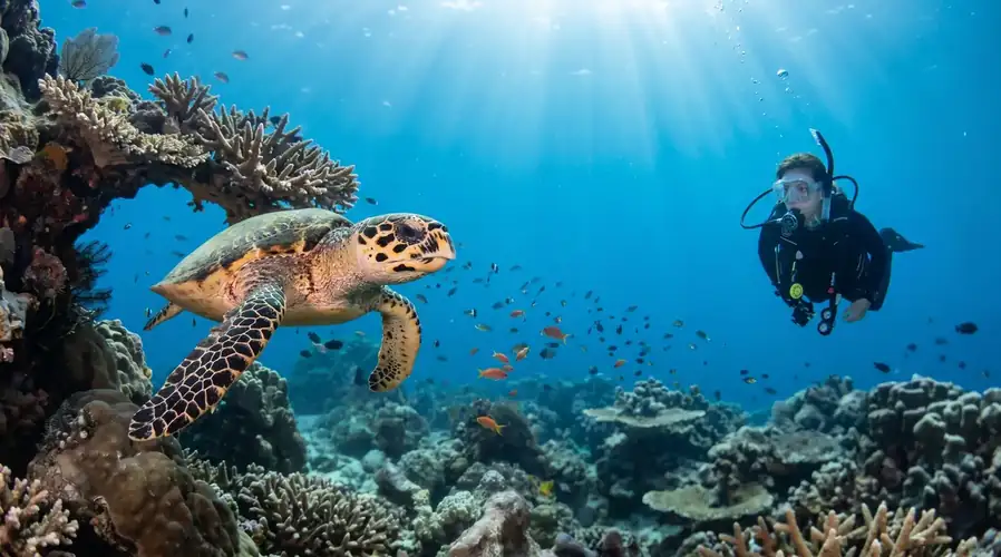 Scuba diving session at the world-famous Sipadan Island Sea Plus Water Chalet Resort